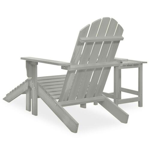 Adirondack-havestol med fodstøtte og bord massivt grantræ grå