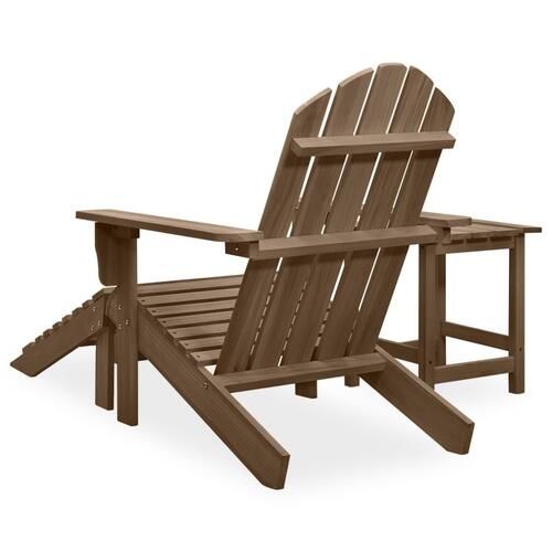 Adirondack-havestol med fodstøtte og bord massivt grantræ brun