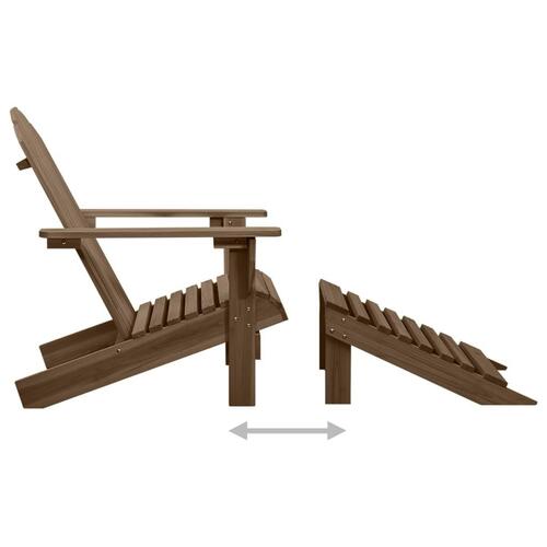 Adirondack-havestol med fodstøtte og bord massivt grantræ brun
