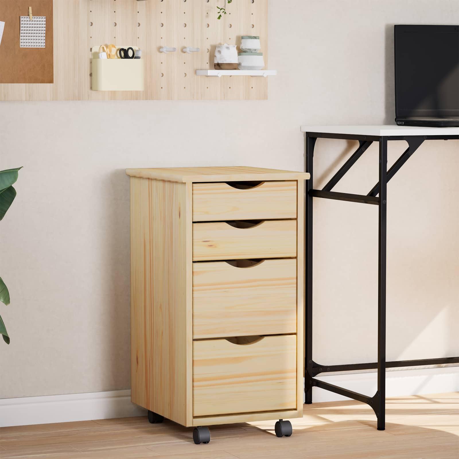 Rulleskab med skrivebord MOSS Klar lak 34 x 39 x 65,5 cm billede