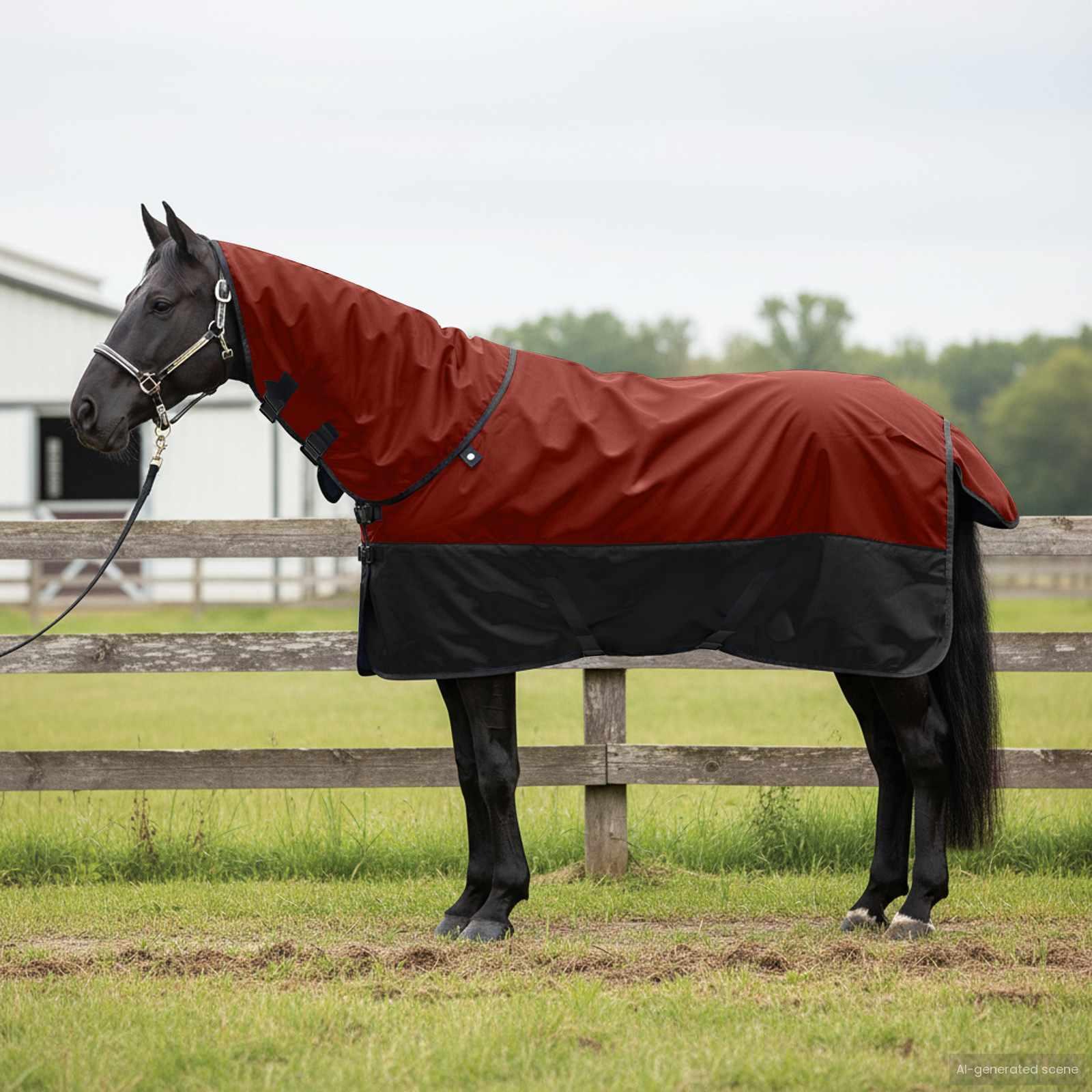 Hestetæppe Mørk Grøn og Sort 125 cm Polyester billede