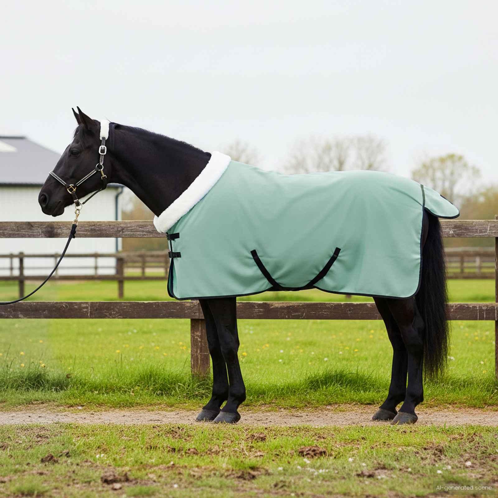 Hestetæppe Mørkegrøn 115 cm Polar fleece billede