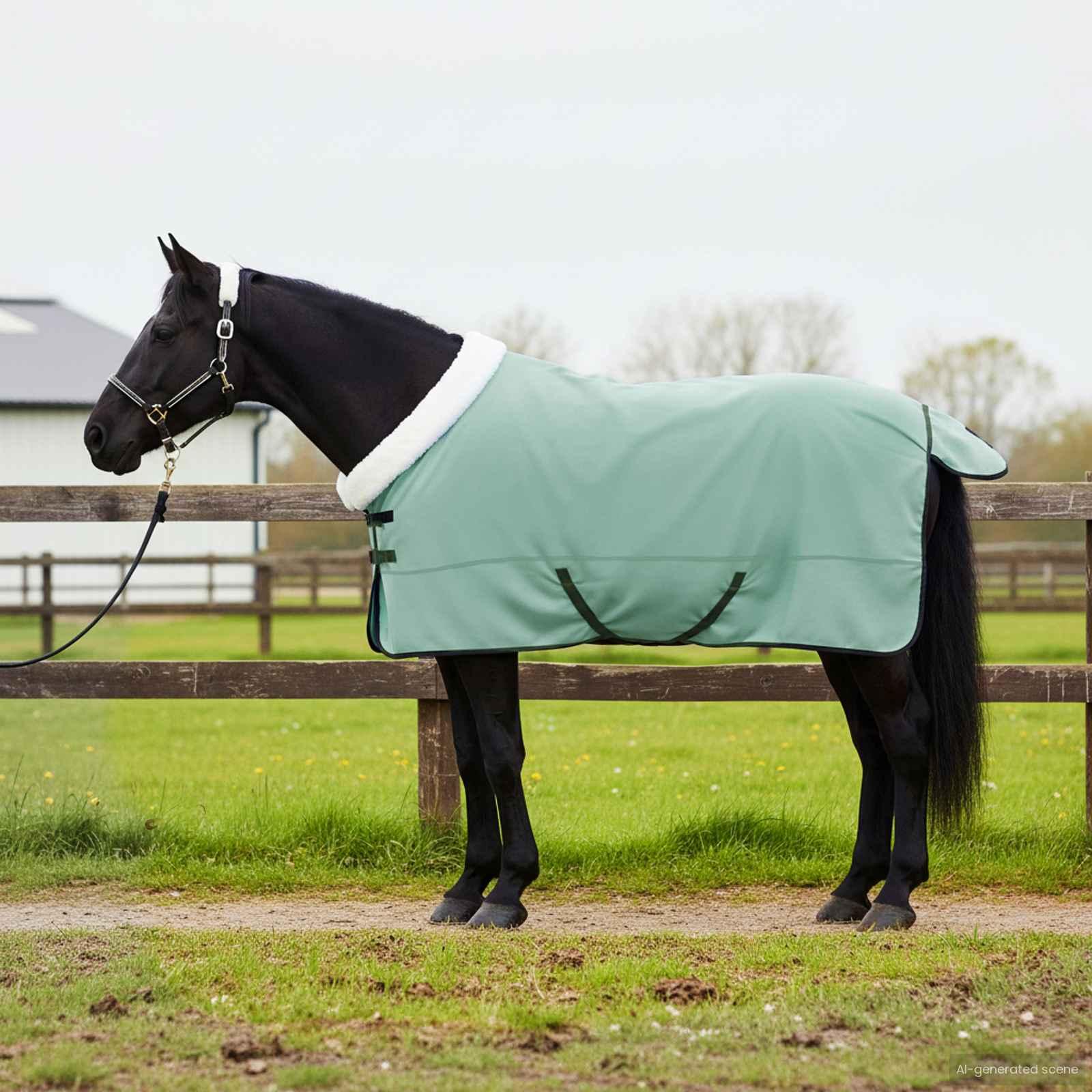 Hestetæppe Mørkegrøn 125 cm Polar fleece billede