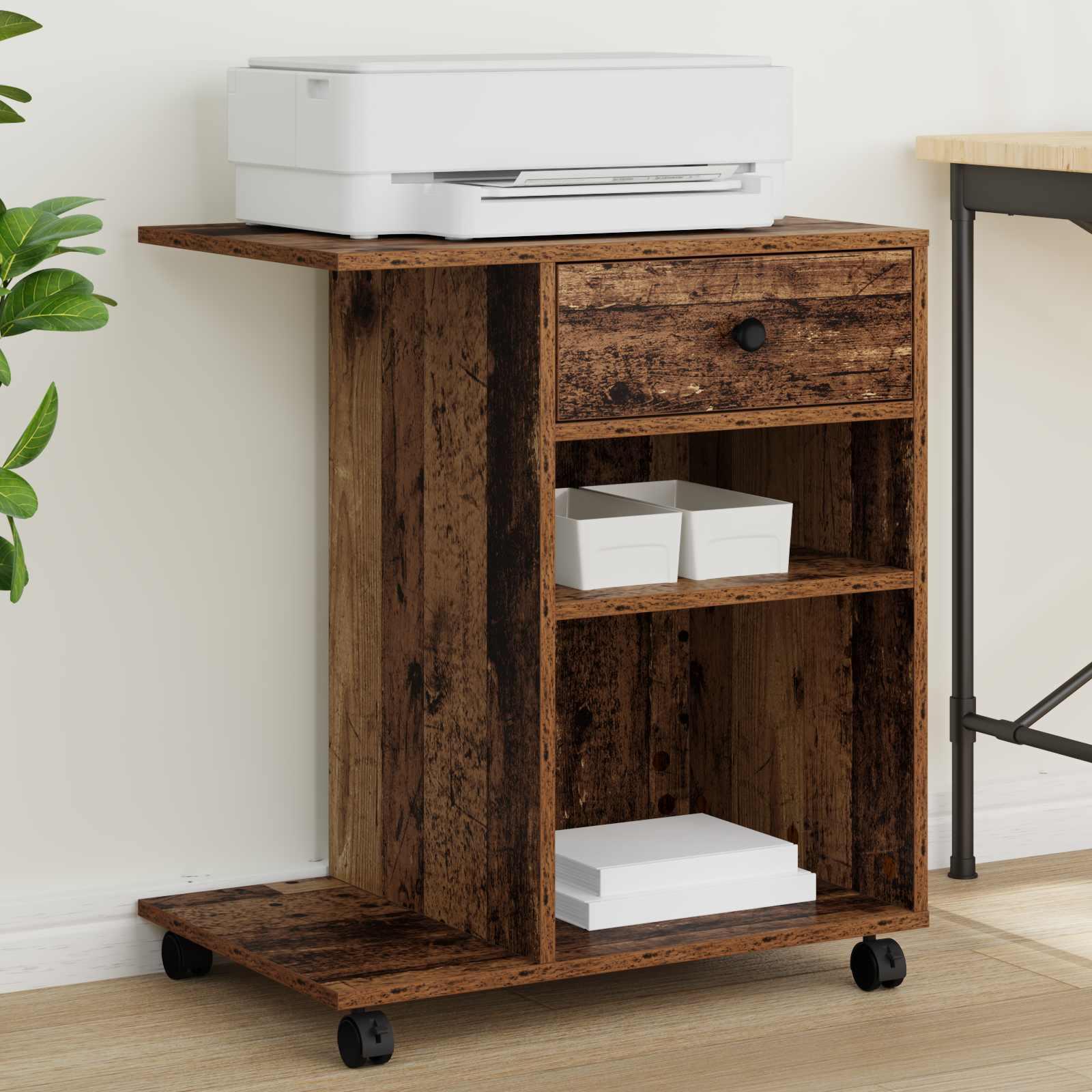 Printerstand Gammelt træ 60 x 40 x 68.5 cm Konstrueret træ billede