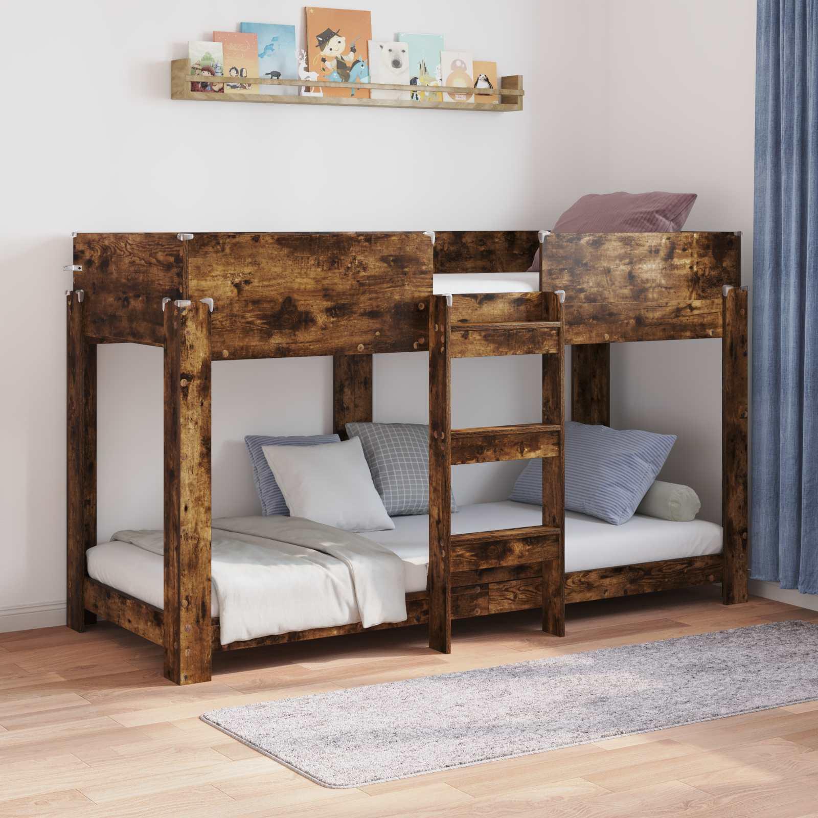 Køjeseng til Børn Røget eg 75 x 190 cm Konstrueret træ billede