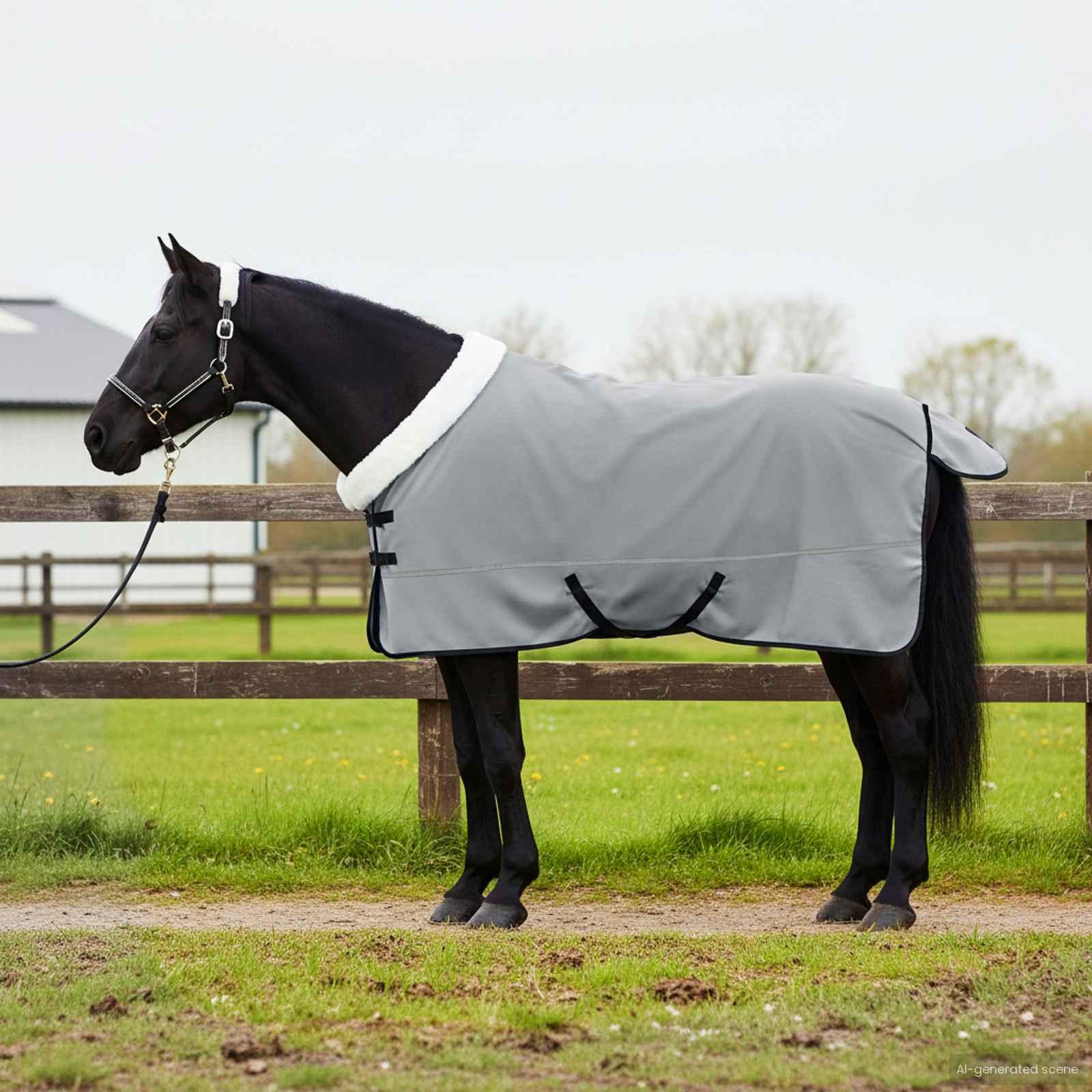 Hestetæppe Mørkegrøn 145 cm Polar fleece billede