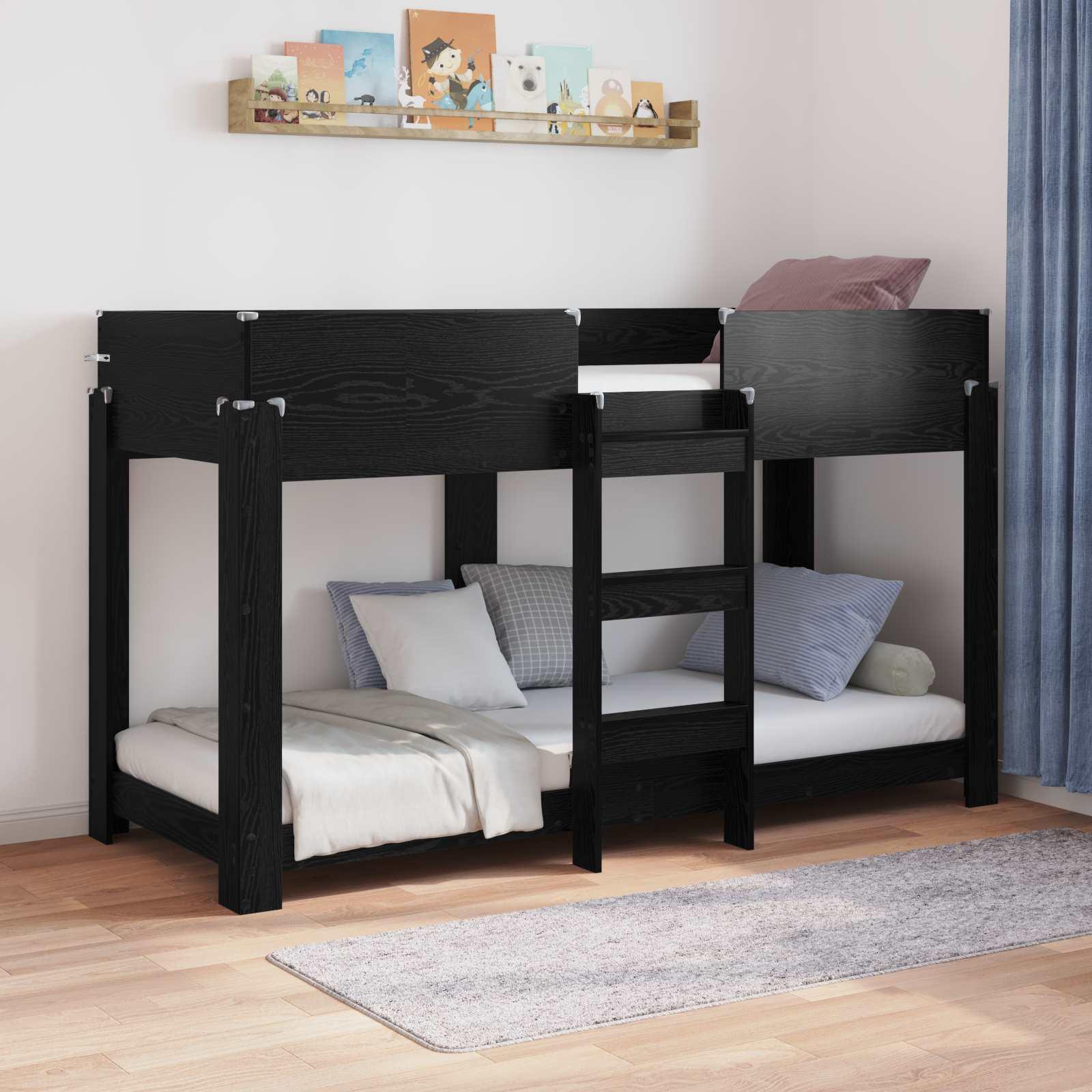 Køjeseng til Børn Sort eg 75 x 190 cm Konstrueret træ billede