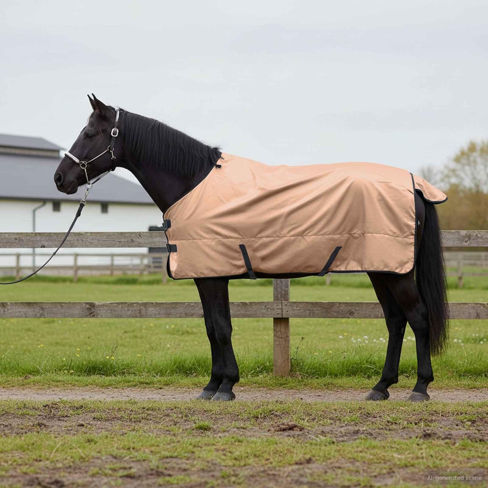 Hestetæppe - cappuccino, polyester, 125 × 137 cm billede