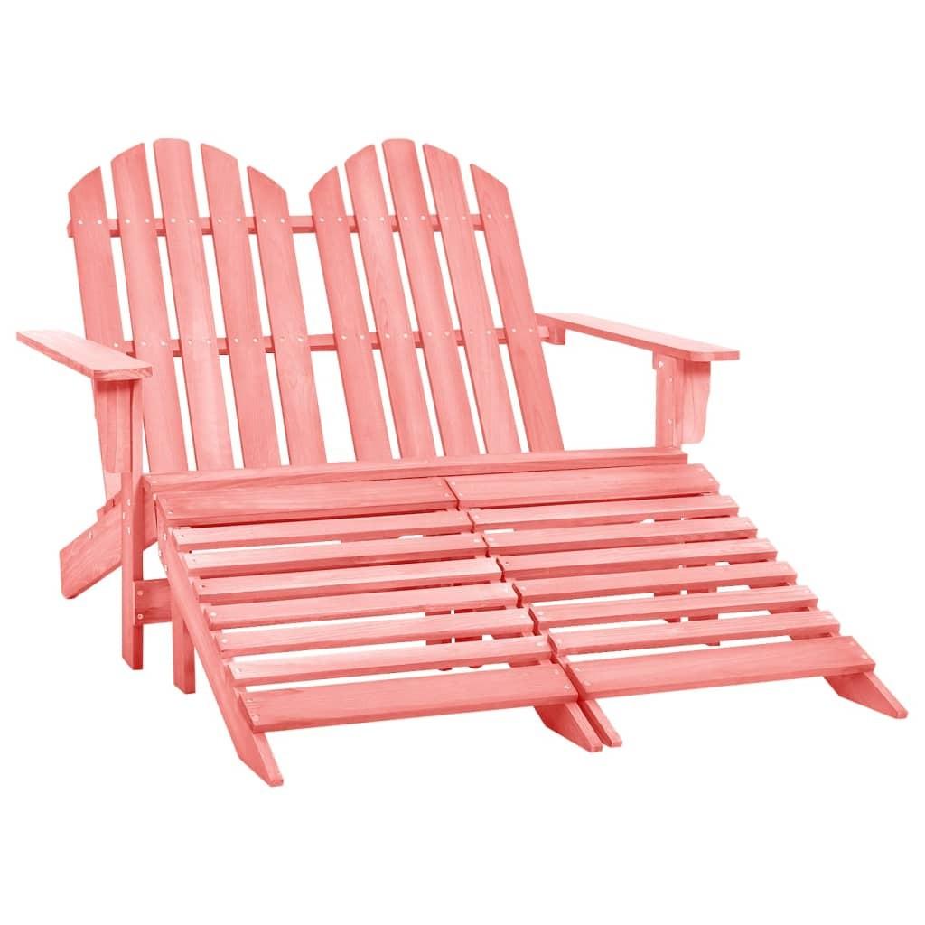 2-personers Adirondack-havestol med fodstøtte grantræ pink