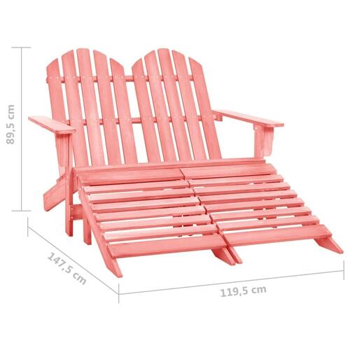 2-personers Adirondack-havestol med fodstøtte grantræ pink