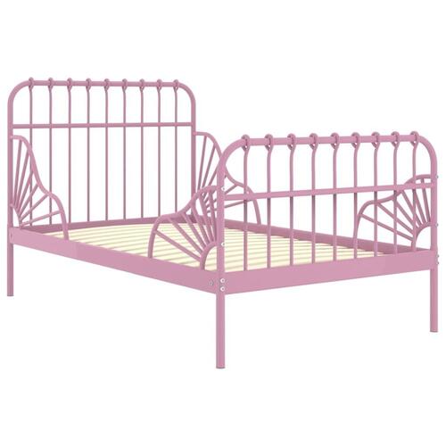 Udvideligt sengestel 80x130/200 cm metal pink