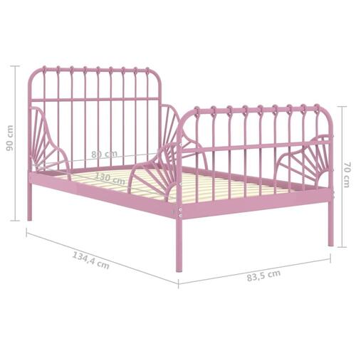 Udvideligt sengestel 80x130/200 cm metal pink