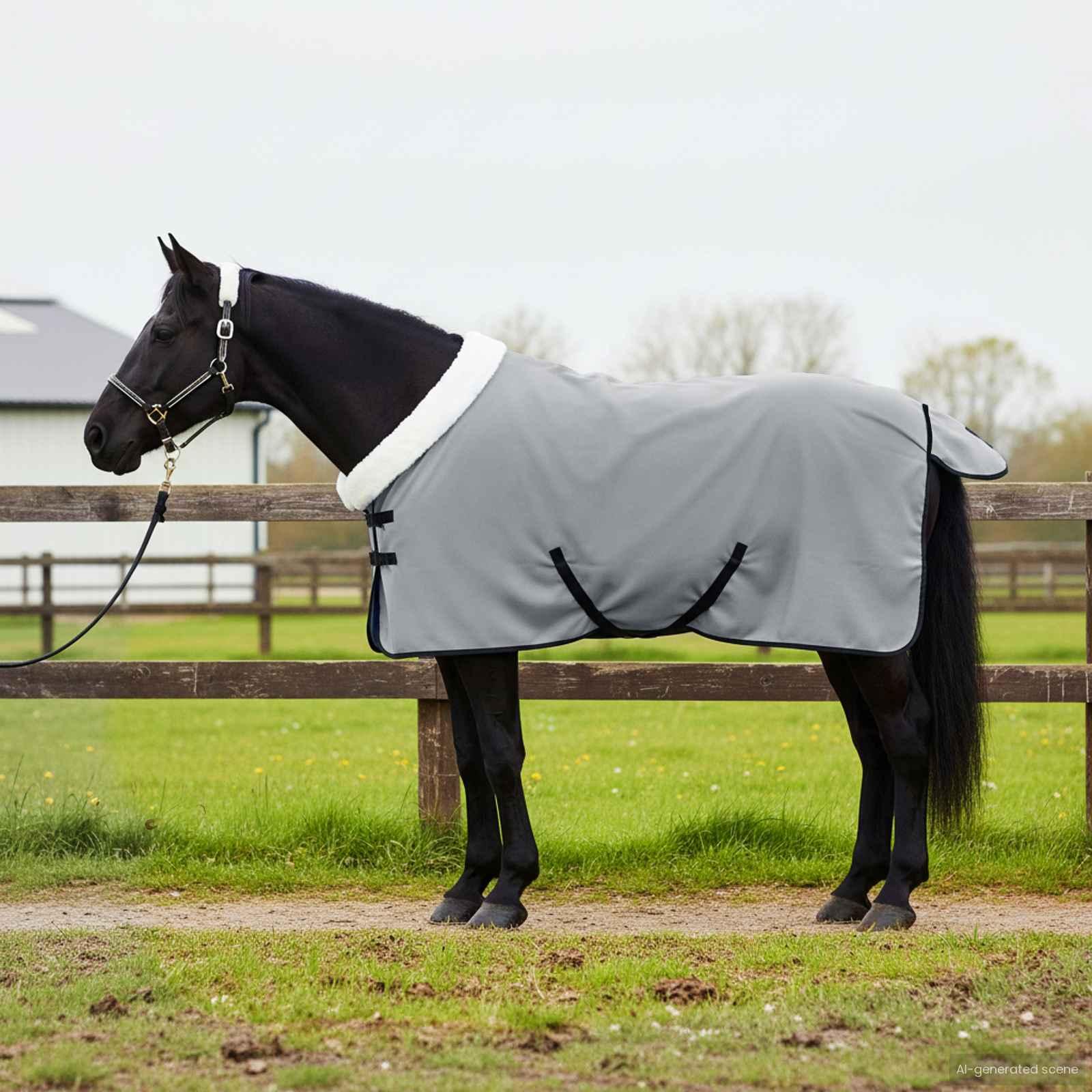 Hestetæppe Mørkegrøn 85 cm Polar fleece billede