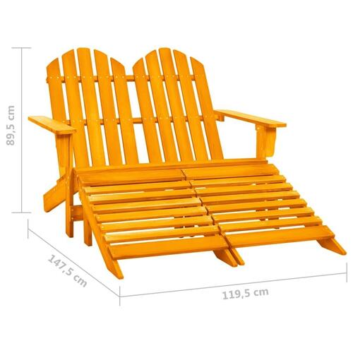 2-personers Adirondack-havestol med fodstøtte grantræ orange