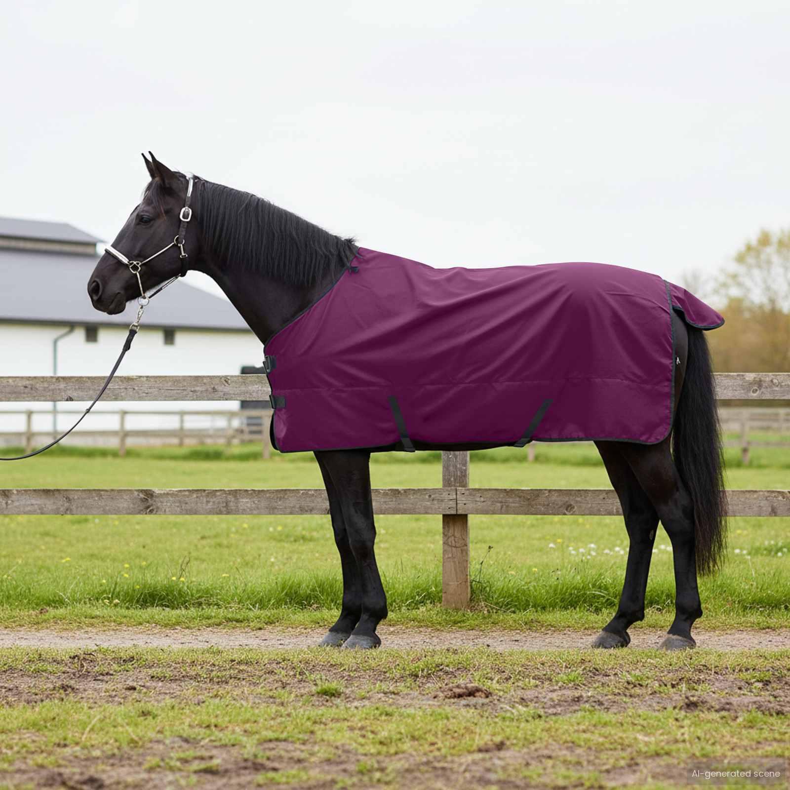 Hestetæppe Mørk Grøn og Sort 165 cm Polyester billede