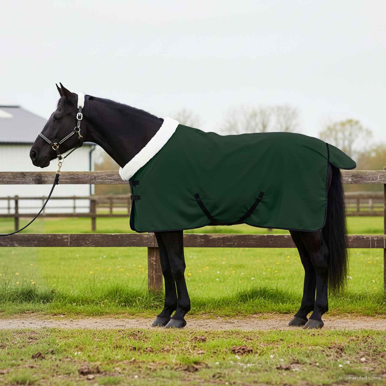 Hestetæppe Mørkegrøn 105 cm Polar fleece billede