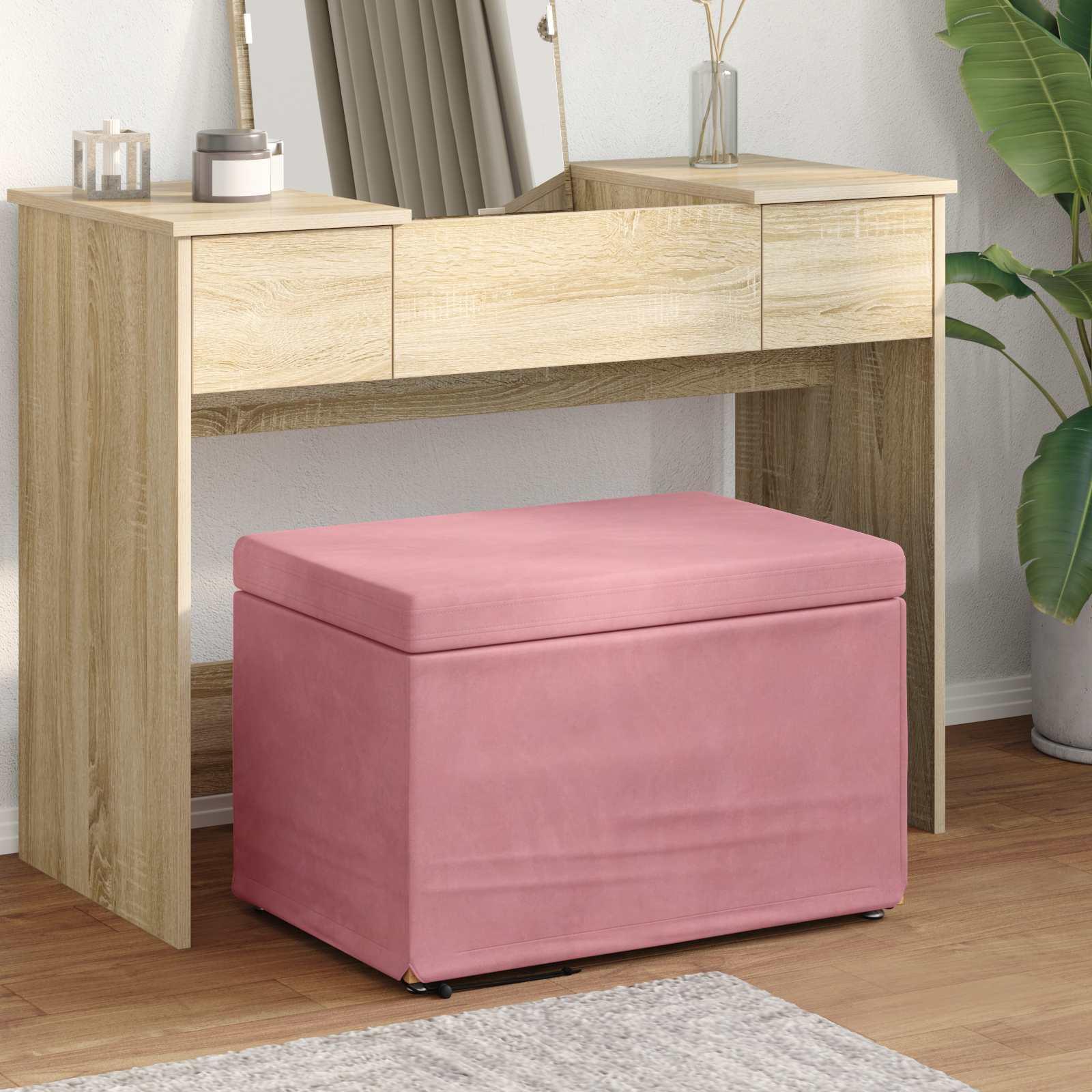 Taburet Lyserød 61 x 41 x 40 cm Velour og konstrueret træ billede