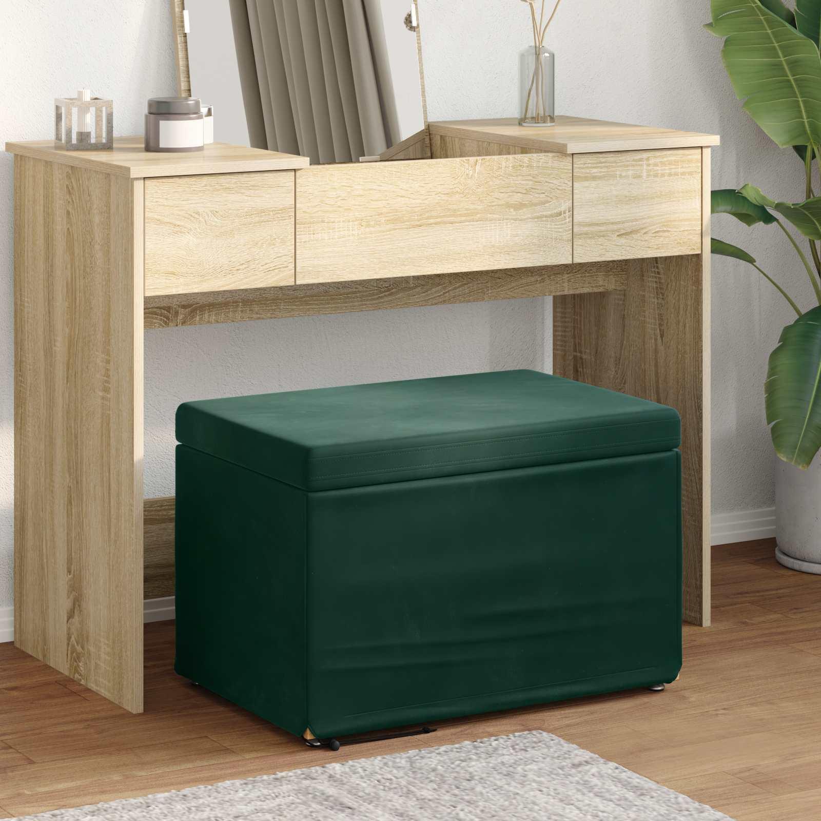 Taburet Mørkegrøn 61 x 41 x 40 cm Velour og konstrueret træ billede