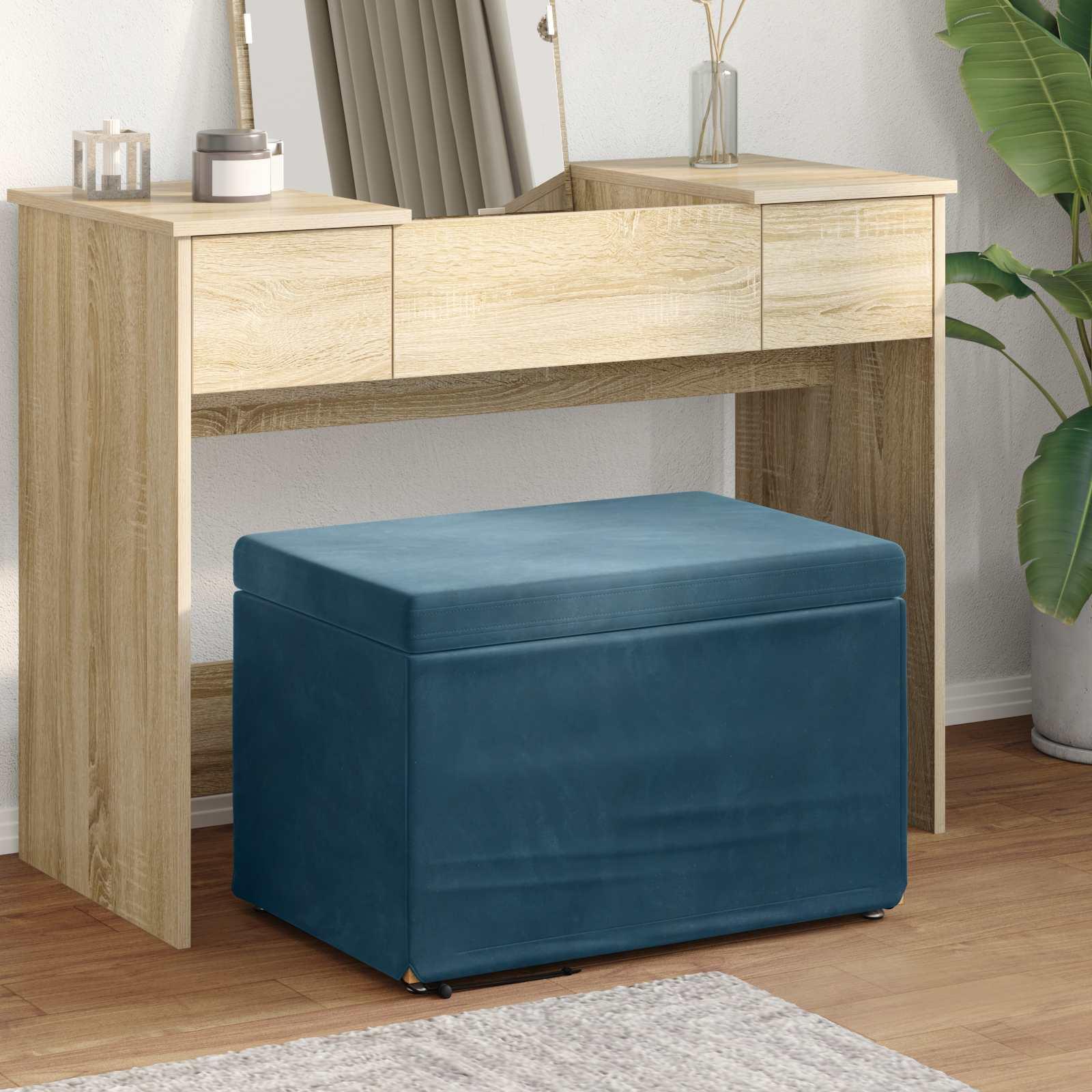 Taburet Blå 61 x 41 x 40 cm Velour og konstrueret træ billede