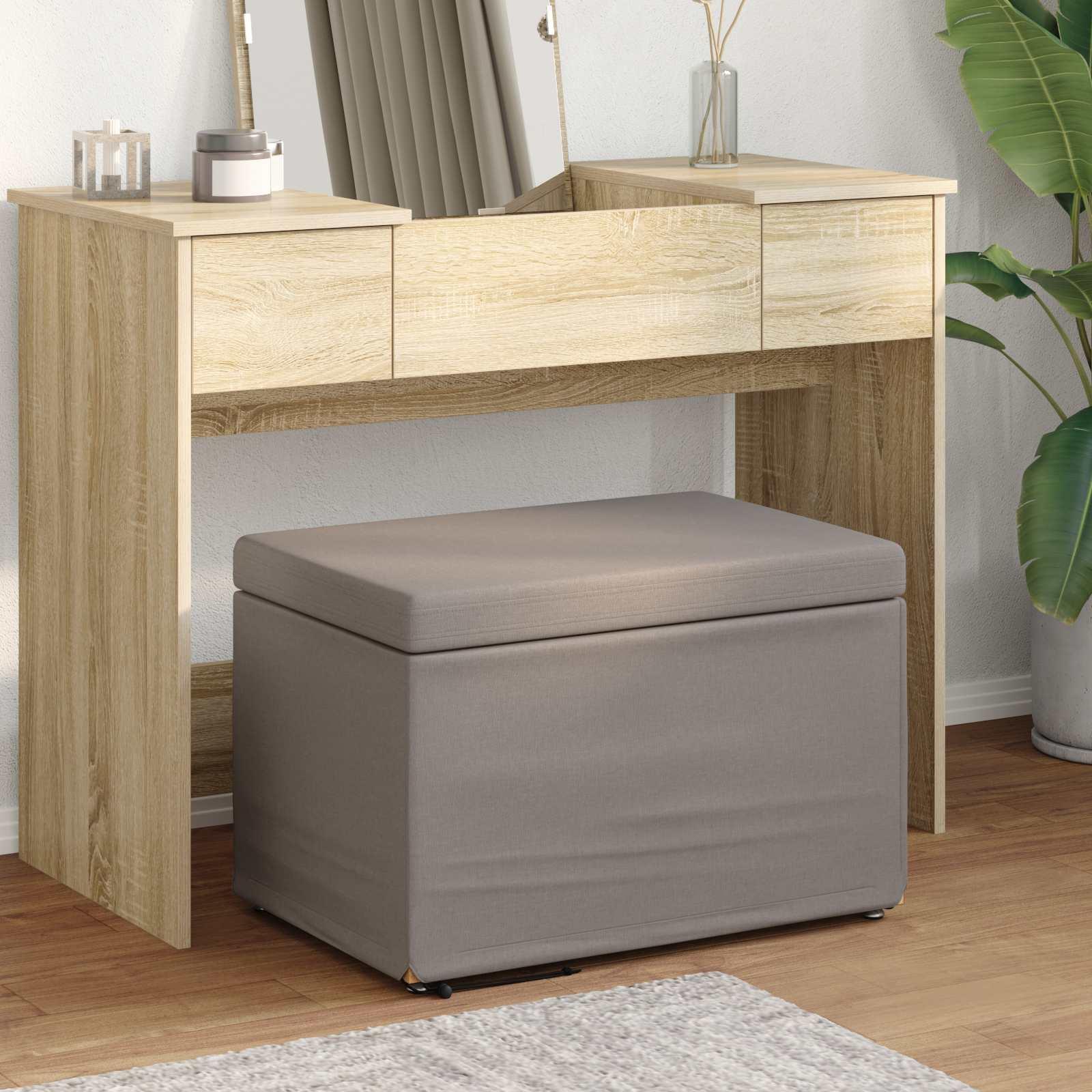 Taburet Gråbrun 61 x 41 x 40 cm Stof og konstrueret træ billede