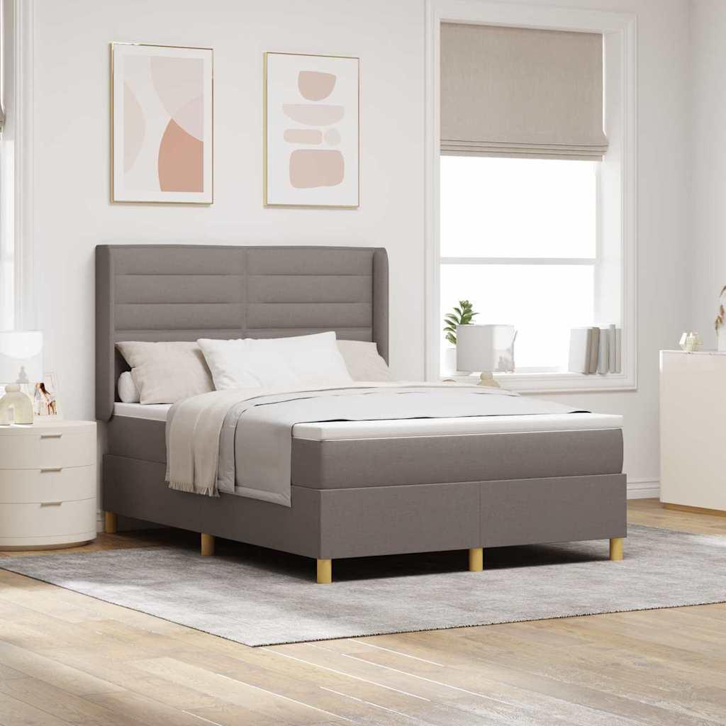 Kontinentalseng med madras Gråbrun 140 x 190 cm Stof billede
