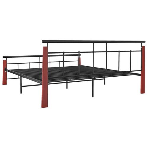 Sengestel 180x200 cm metal og massivt egetræ