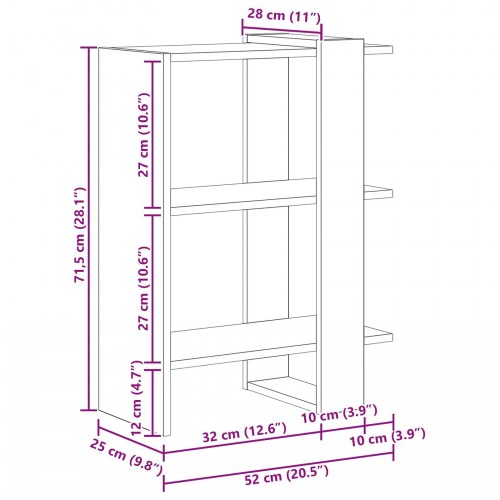 Bogreol Artisan Egetræ 52 x 25 x 71,5 cm Konstrueret træ
