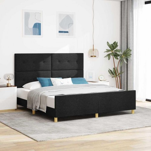 Sengestel med hovedgærde 180 x 200 cm - sort