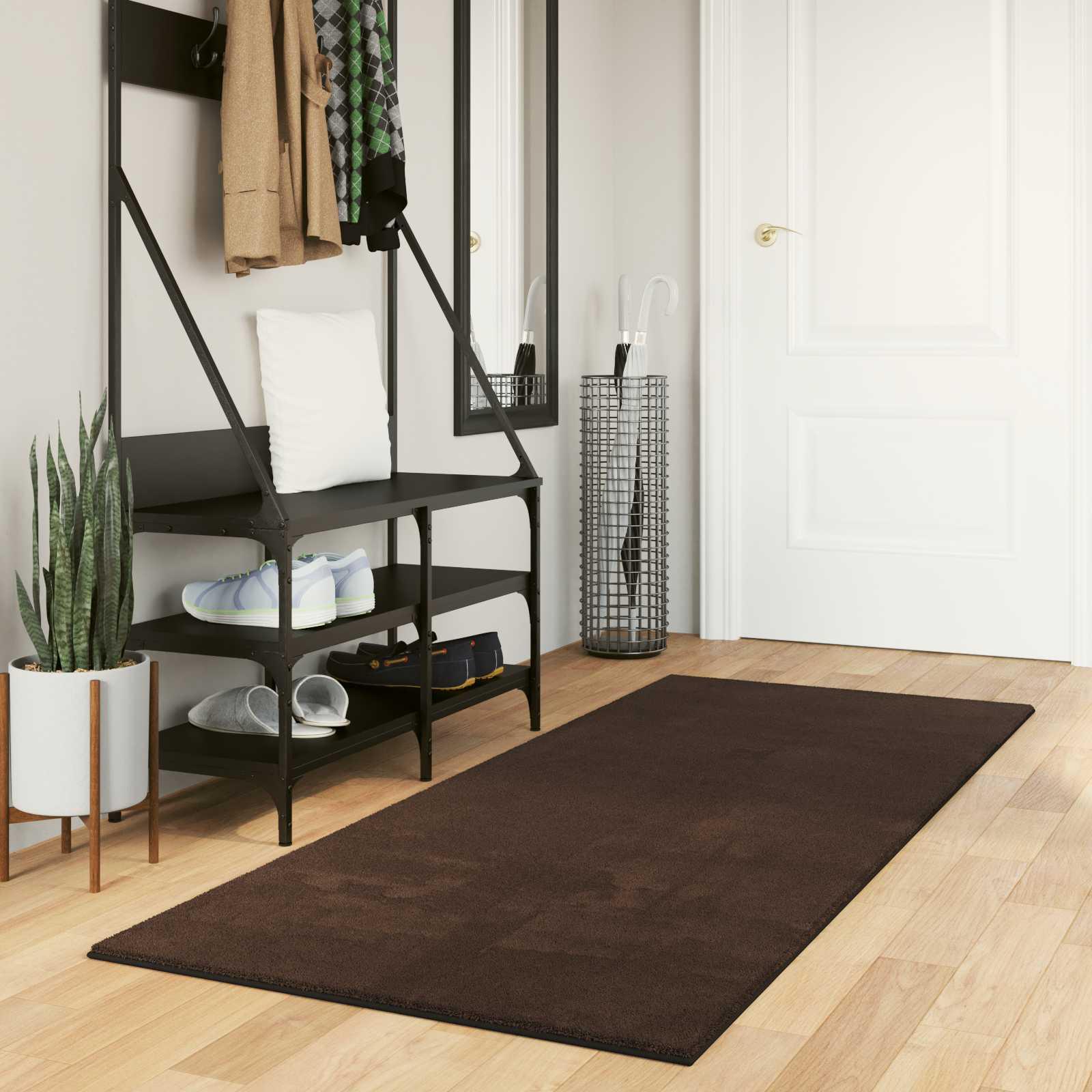 Områdetæpper Rektangulær HUARTE Brun 200 x 80 cm Polyester billede