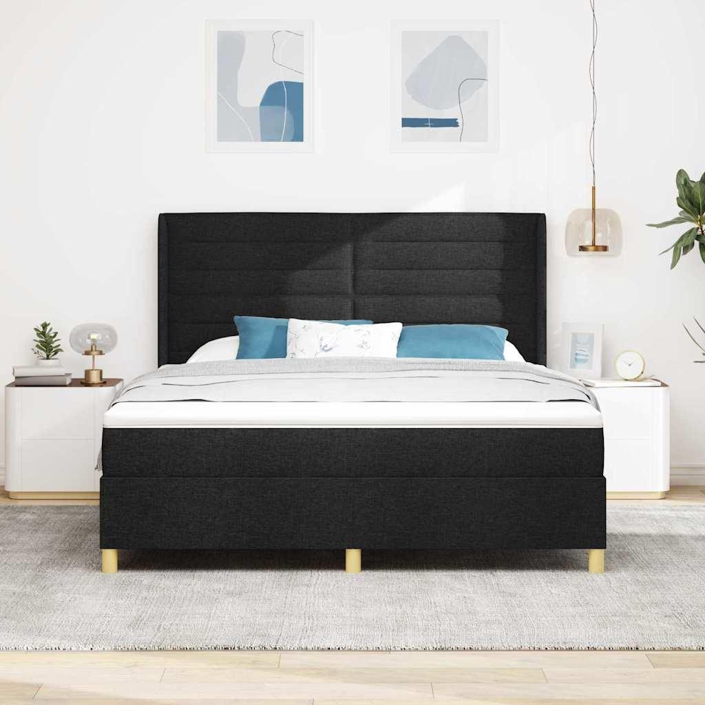 Kontinentalseng med madras Sort 180 x 200 cm Stof billede