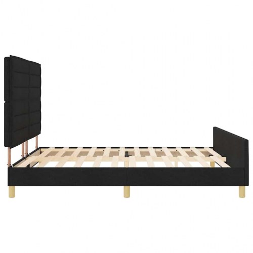 Sengestel med hovedgærde i stof - sort 180 x 200 cm