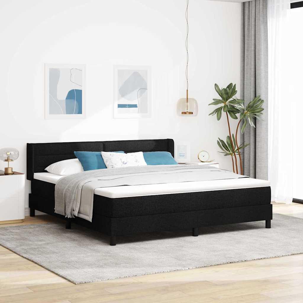 Kontinentalseng med madras Sort 200 x 180 cm Polyester billede