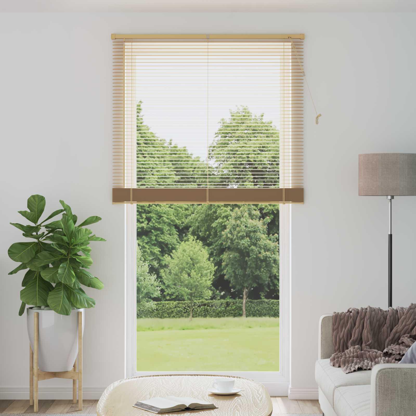 Persienner Indstillelig Lys Brun med Mønster 213 x 110 cm PVC billede