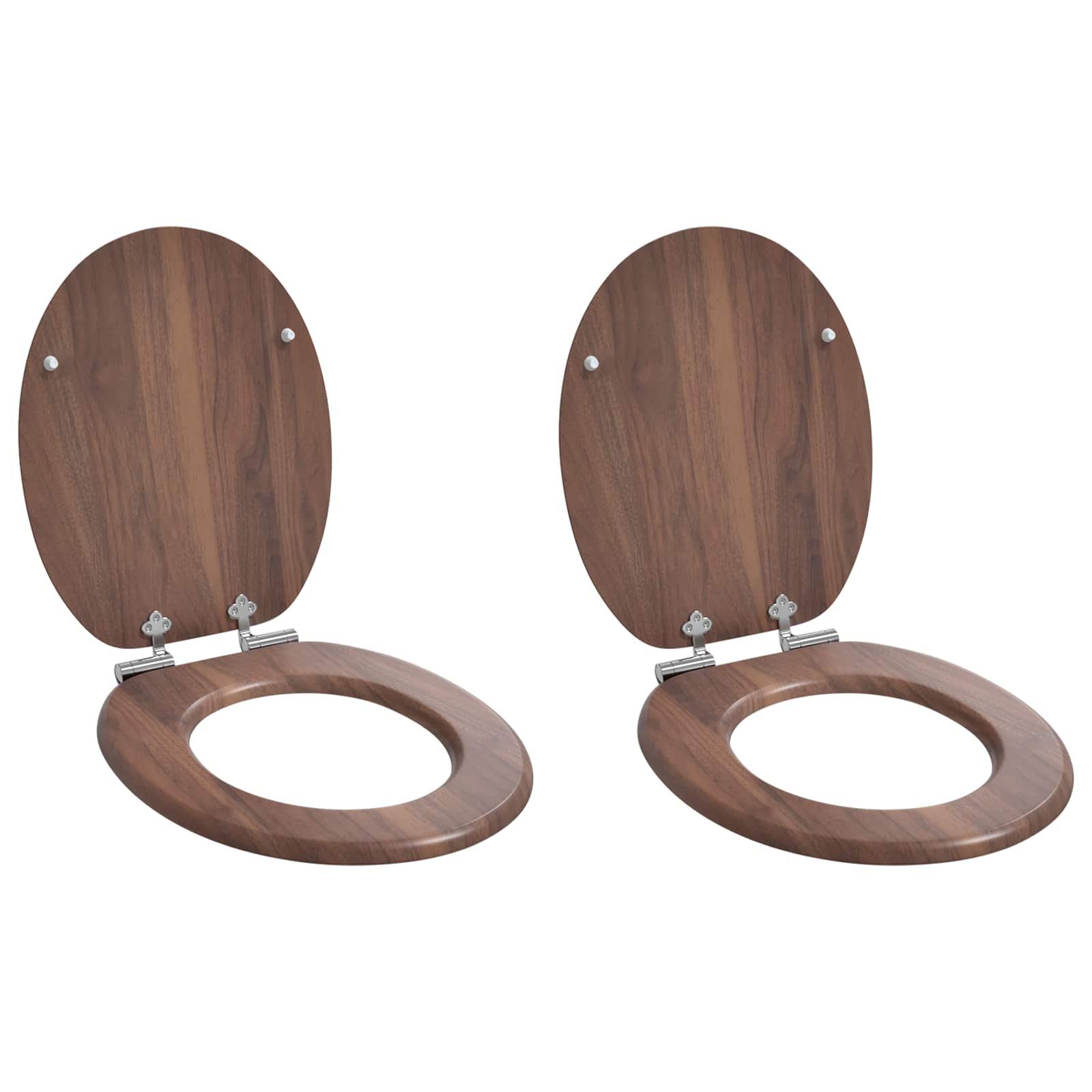 Toilet sæde 2 stk Brun 44 x 38 cm MDF plade billede