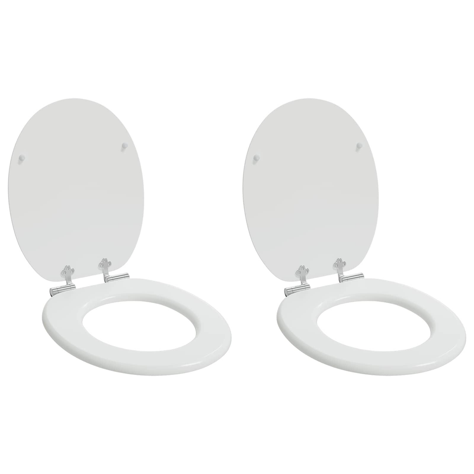 Toilet sæde 2 stk Hvid 44 x 38 cm MDF plade billede