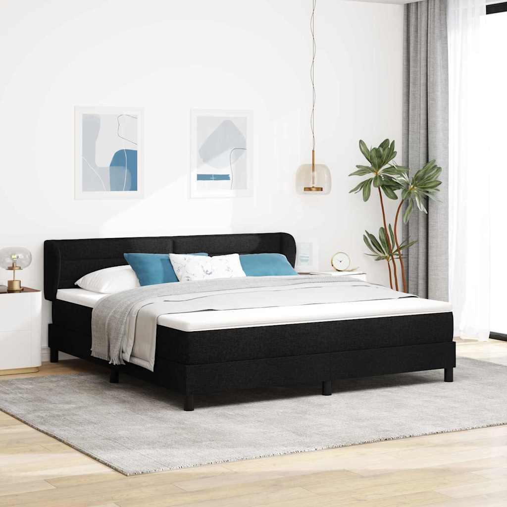 Kontinentalseng med madras Sort 180 x 200 cm Stof billede