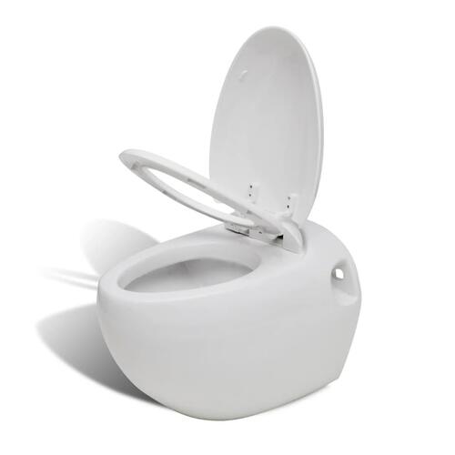 Væghængt toilet ægdesign med skjult cisterne hvid