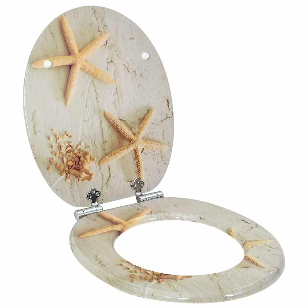 Toilet sæde Gul og Hvid 44 x 38 cm MDF plade billede