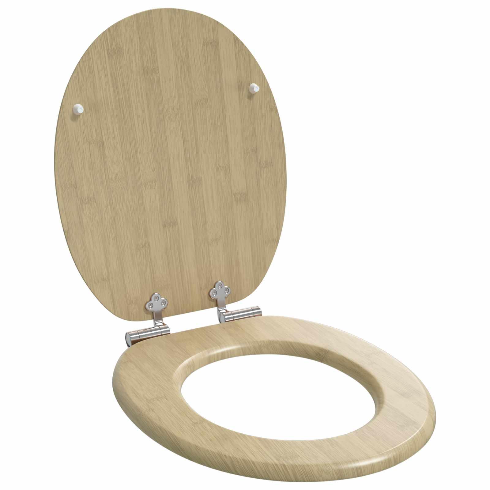 Toilet sæde Lys Bambusfarve 44 x 38 cm MDF plade billede