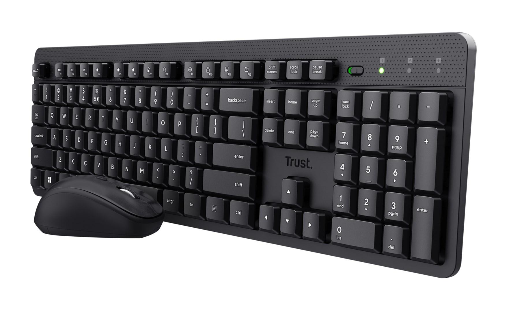 Trust Ody II - trådløst tastatur og mus (RF, fuld størrelse) - sort billede