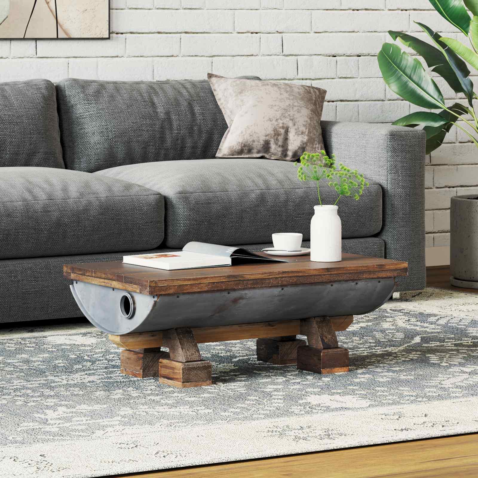 Sofabord Naturfarvet 90 x 50 x 35 cm træ billede