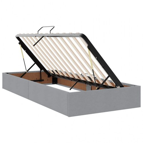 Seng med opbevaring og madras med madras Lysegrå 100 x 200 cm