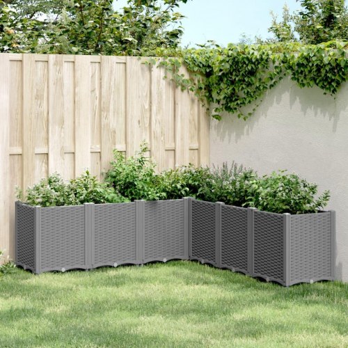 Plantekasse med 7 moduler 160 x 160 x 53 cm - lysegrå