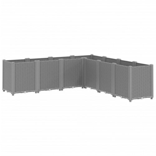 Plantekasse med 7 moduler 160 x 160 x 53 cm - lysegrå