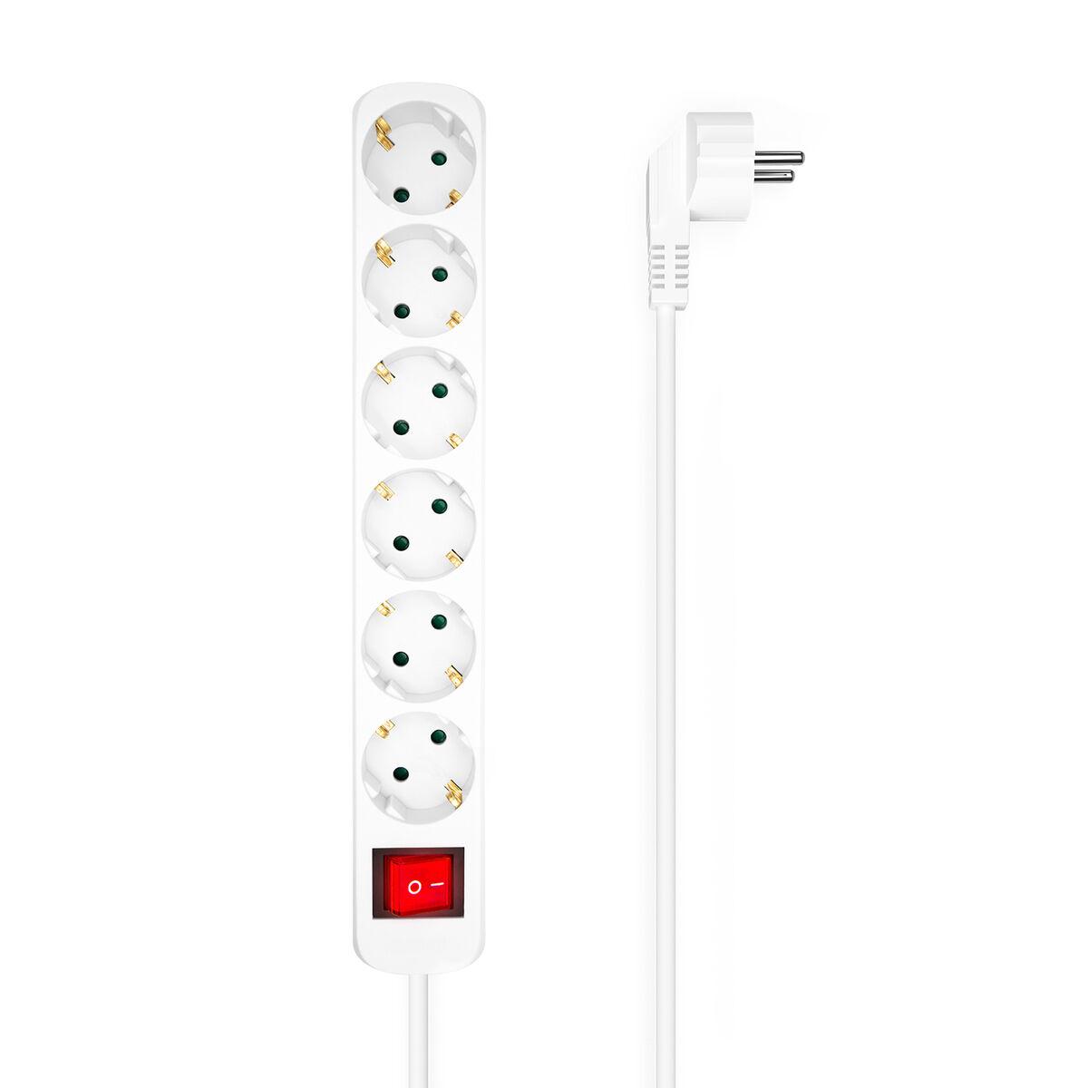 Aisens A154-0535 stikdåse - 6 udtag med afbryder, hvid, 1,4 m billede