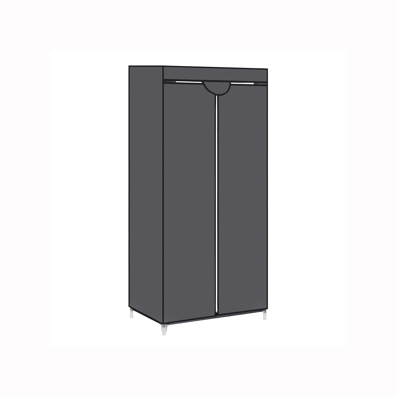 Stofgarderobe - sammenklappeligt tøjskab med bøjlestang, 75 × 45 × 160 cm, grå