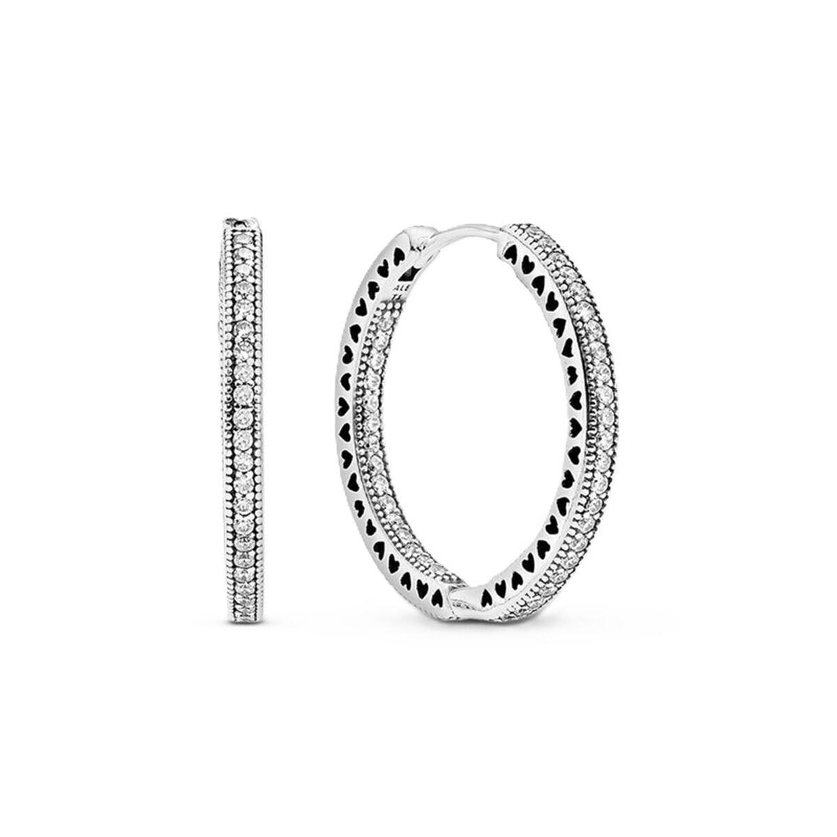 Pandora hoop-øreringe i sterling sølv 925 - zirkonia billede