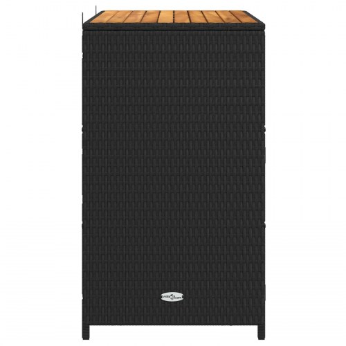 Skab med hylde i sort polyrattan og akacietop - 70 × 50 × 87 cm
