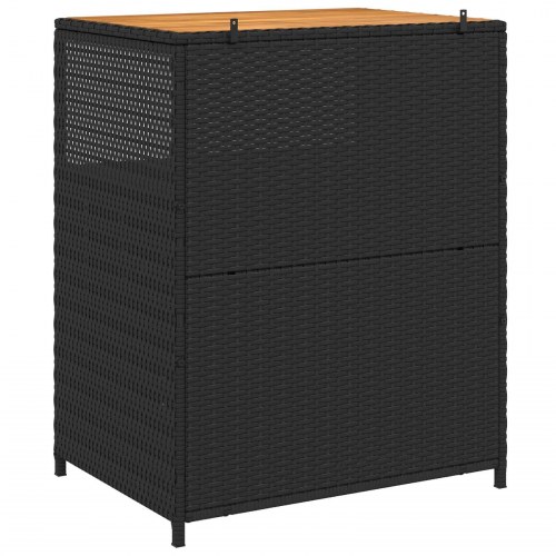 Skab med hylde i sort polyrattan og akacietop - 70 × 50 × 87 cm
