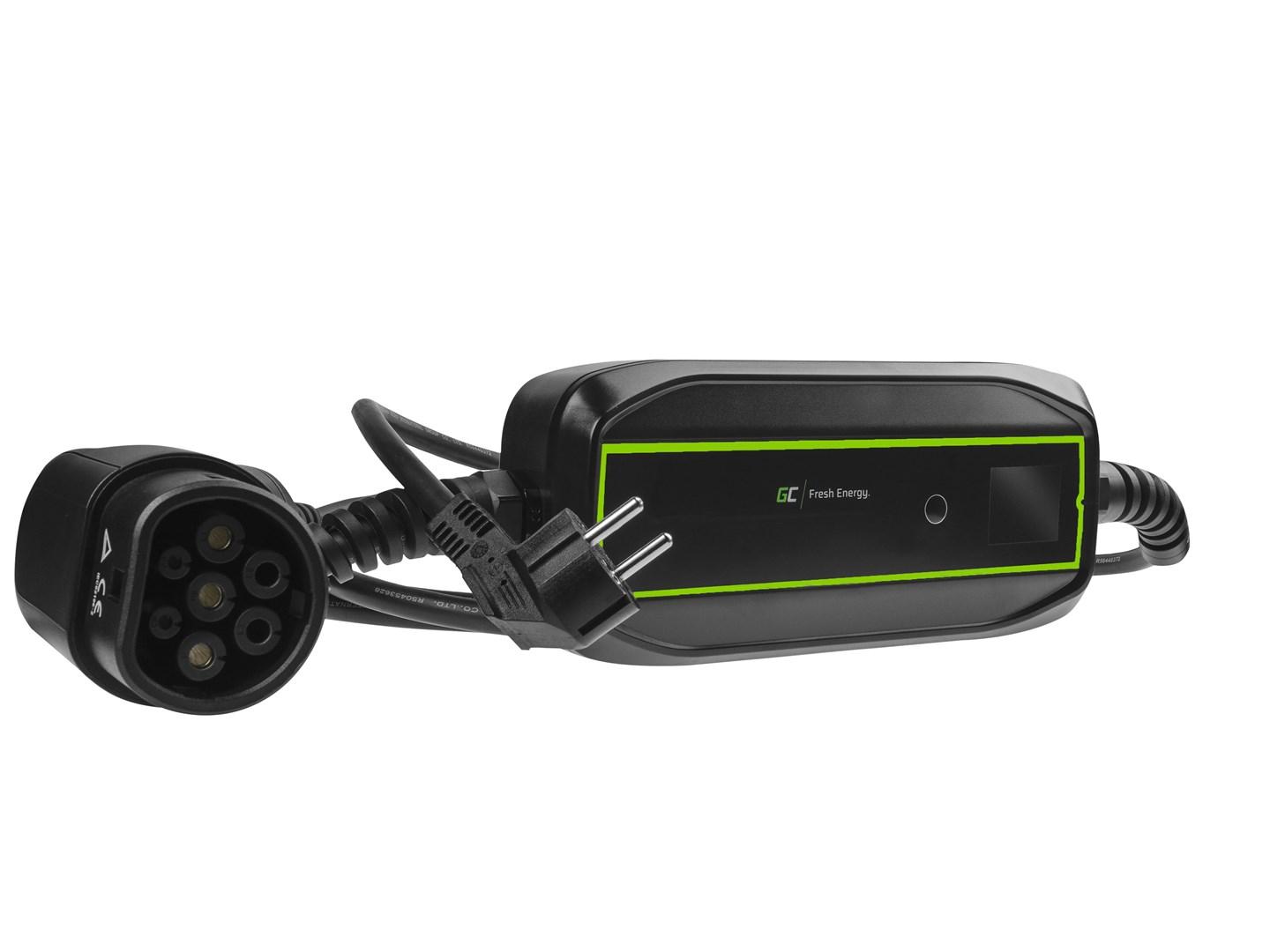 Green Cell EV16 mobil ladeboks til elbil - Type 2, 3,6 kW, 6,5 m, LCD - Sort billede